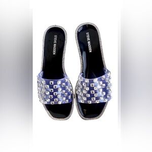 Steve Madden Jynn Black Clear Rhinestones Slides Size 6 New without box